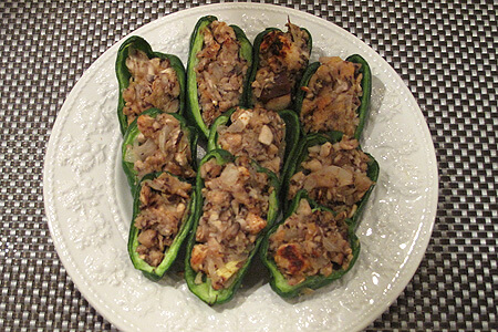 ピーマンのきのこみそ詰め焼き